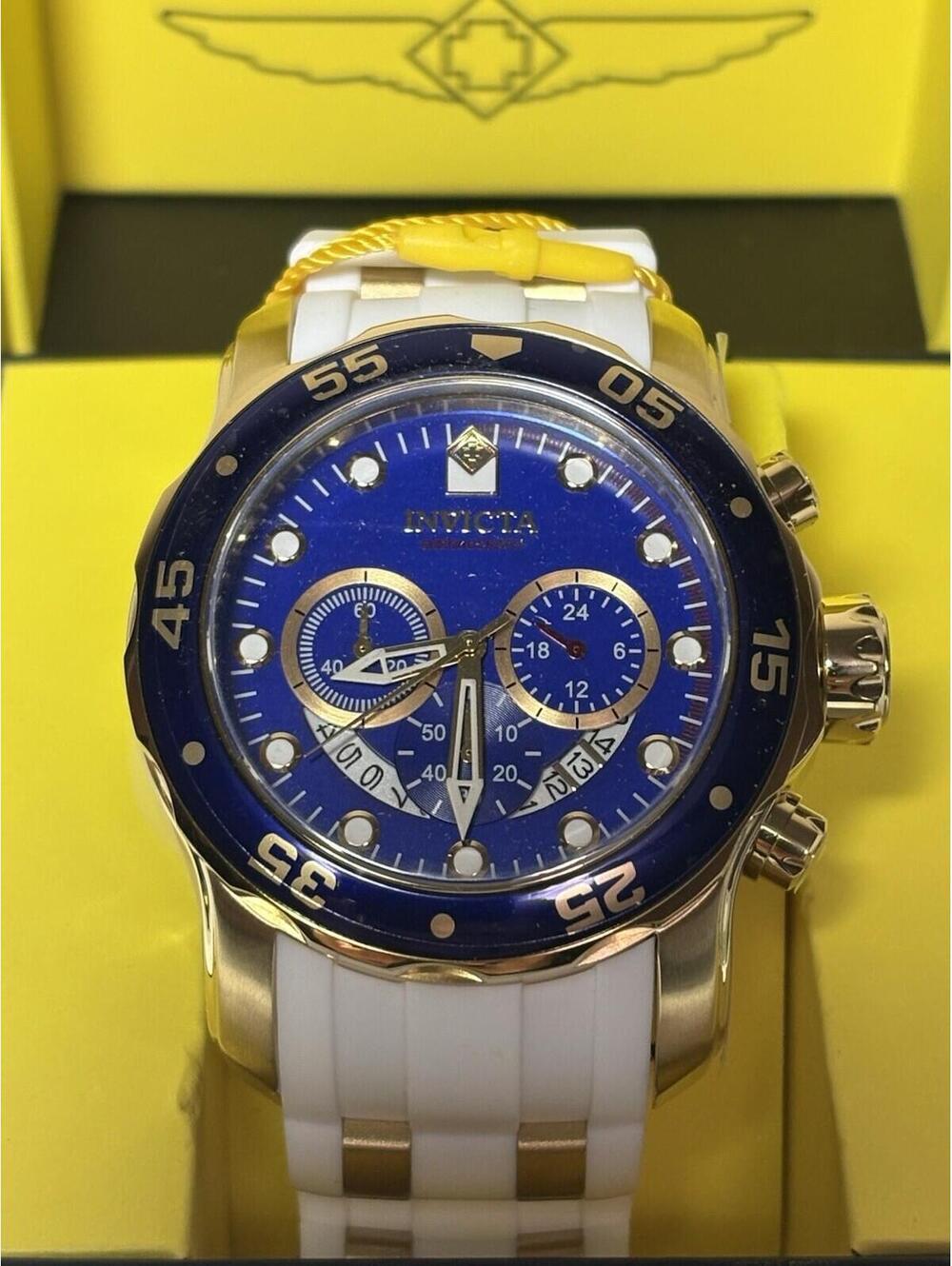 Invicta Men's Watch Pro Diver Scuba Two Tone White and Yellow Gold Strap 20288
